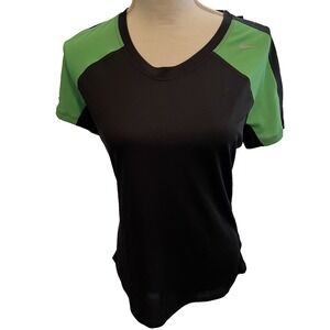 NWT Nike Shirt Womens Medium Green /Black Short Sleeve Dri Fit Top Ladies